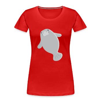 Lamantin gris simple super mignon - T-shirt bio Premium Femme - rouge - Devant - Mia (176cm)