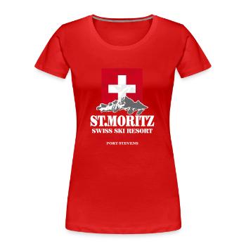 St.Moritz - Swiss Flag - Frauen Premium Bio T-Shirt - Rot - Vorne - Mia (176cm)