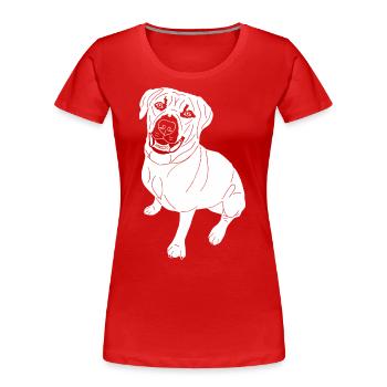 Bullmastiff Mix - Frauen Premium Bio T-Shirt - Rot - Vorne - Mia (176cm)