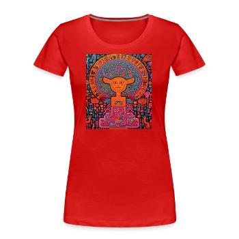 STREET ART FANTASIE - Frauen Premium Bio T-Shirt - Rot - Vorne - Mia (176cm)