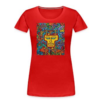 STREET ART SCHÄDEL - Frauen Premium Bio T-Shirt - Rot - Vorne - Mia (176cm)