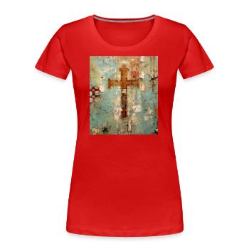 SPIRIT OF WALL STREET ART - Women's Premium Organic T-Shirt - red - Front - Mia (176cm)