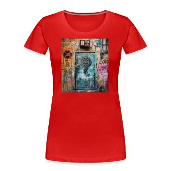 SPIRIT OF WALL STREET ART - Women's Premium Organic T-Shirt - red - Front - Mia (176cm)