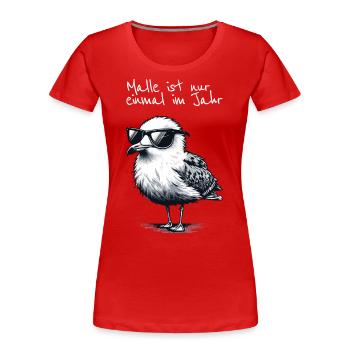Chemise Malle’s Only Once a Year Mallorca Seagull - T-shirt bio Premium Femme - rouge - Devant - Mia (176cm)
