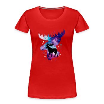 Elche Elche Hirsch Geweih Rentier Reh Geschenk - Frauen Premium Bio T-Shirt - Rot - Vorne - Mia (176cm)