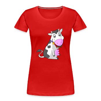 Mulling cartoon cow - Women's Premium Organic T-Shirt - red - Front - Mia (176cm)