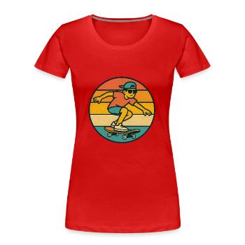 Ride the Retro – Skater Vibes - Frauen Premium Bio T-Shirt - Rot - Vorne - Mia (176cm)