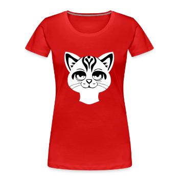Chat défoncé dans une tige de dessin animé - T-shirt bio Premium Femme - rouge - Devant - Mia (176cm)