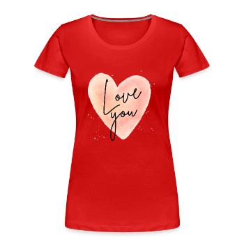 Love you - Frauen Premium Bio T-Shirt - Rot - Vorne - Mia (176cm)