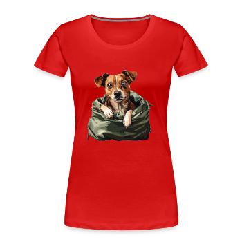 Bag Buddy – Dein kleiner Begleiter zum Verlieben - Frauen Premium Bio T-Shirt - Rot - Vorne - Mia (176cm)