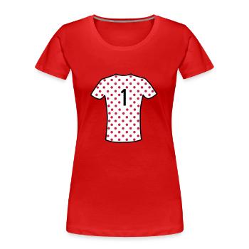 Rot gepunktetes Trikot - Frauen Premium Bio T-Shirt - Rot - Vorne - Mia (176cm)