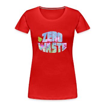 Prairie fleurie zéro déchet avec papillon - T-shirt bio Premium Femme - rouge - Devant - Mia (176cm)
