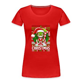 Candy Cane Noël humour Tee - T-shirt bio Premium Femme - rouge - Devant - Mia (176cm)