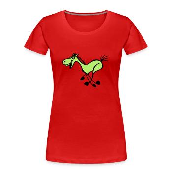 Beklopptes Strich Pferd - Frauen Premium Bio T-Shirt - Rot - Vorne - Mia (176cm)