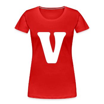 V - Frauen Premium Bio T-Shirt - Rot - Vorne - Mia (176cm)