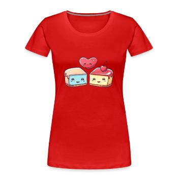 Kuchen Paar Torte Liebe Herz Valentinstag - Frauen Premium Bio T-Shirt - Rot - Vorne - Mia (176cm)