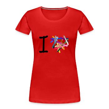 I love - kreuz und quer gewickelt - Frauen Premium Bio T-Shirt - Rot - Vorne - Mia (176cm)