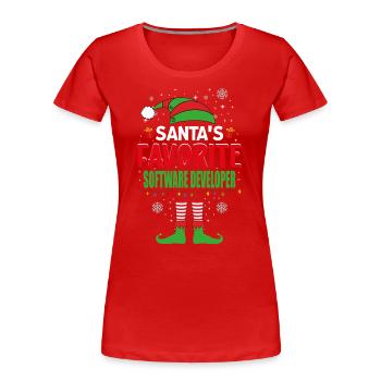 Santa's Favorite Software Developer Elf Christmas - Frauen Premium Bio T-Shirt - Rot - Vorne - Mia (176cm)