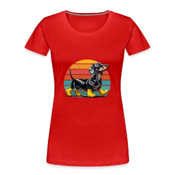 Chien Teckel Teckel Lover Bottes En Caoutchouc Drôle - T-shirt bio Premium Femme - rouge - Devant - Mia (176cm)