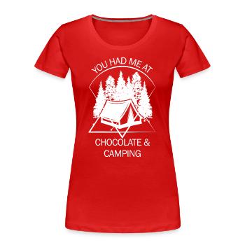Tent Camping Camper Scout Bivouac - Women's Premium Organic T-Shirt - red - Front - Mia (176cm)