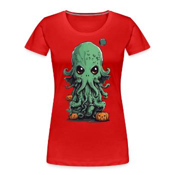 Niedliches Kawaii Cthulhu Halloween Design - Frauen Premium Bio T-Shirt - Rot - Vorne - Mia (176cm)