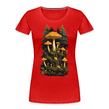 Retro Chanterelles Mushroom Picker Dream Mushroom Design - T-shirt bio Premium Femme - rouge - Devant - Mia (176cm)