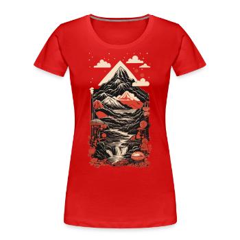 Retro Japan Vintage Nippon Art - T-shirt bio Premium Femme - rouge - Devant - Mia (176cm)