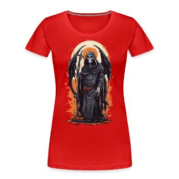 Ailé Grim Reaper Halloween horreur gothique - T-shirt bio Premium Femme - rouge - Devant - Mia (176cm)