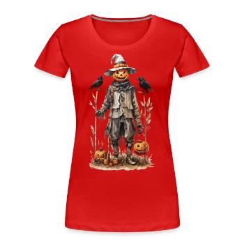 Folklore Halloween Pumpkin Goblincore Fall - Women's Premium Organic T-Shirt - red - Front - Mia (176cm)