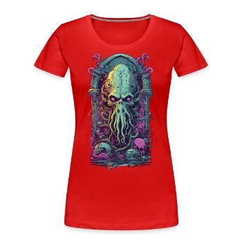 Okkultes Monster Dämon Tentakeln Gothic Design - Frauen Premium Bio T-Shirt - Rot - Vorne - Mia (176cm)