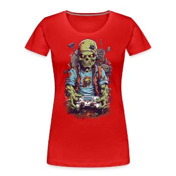 Zombie Gamer Ultimate Halloween Gaming Design - Women's Premium Organic T-Shirt - red - Front - Mia (176cm)