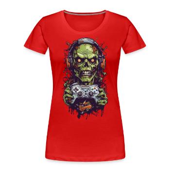 Zombie Gamer Gaming Halloween Ghul Aesthetic - Frauen Premium Bio T-Shirt - Rot - Vorne - Mia (176cm)