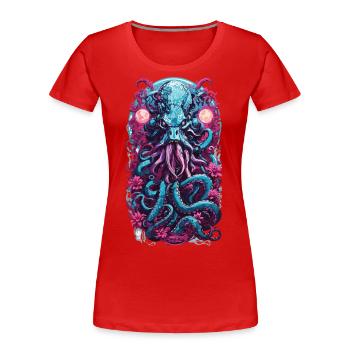 Düsterer Oktopus Monster Goth Pastell Design - Frauen Premium Bio T-Shirt - Rot - Vorne - Mia (176cm)