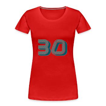 30. 30 JAHRE. 30. JAHRESTAG. 30-JÄHRIGES JUBILÄUM. - Frauen Premium Bio T-Shirt - Rot - Vorne - Mia (176cm)
