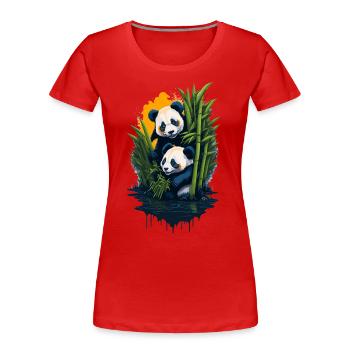 Cute pandas - Women's Premium Organic T-Shirt - red - Front - Mia (176cm)