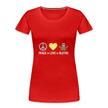 Paresseux de paix de cadeau d'animal de zoo tropical - T-shirt bio Premium Femme - rouge - Devant - Mia (176cm)