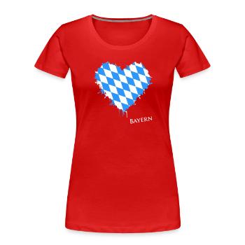 Bayern, Herz, Bavaria, Love, Oberbayern - Frauen Premium Bio T-Shirt - Rot - Vorne - Mia (176cm)