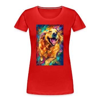 Labrador Golden Retriever - Frauen Premium Bio T-Shirt - Rot - Vorne - Mia (176cm)