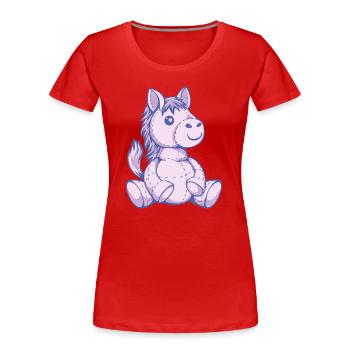 süßes Stofftier Pferd - Frauen Premium Bio T-Shirt - Rot - Vorne - Mia (176cm)