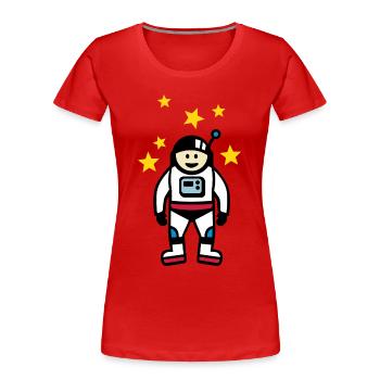 Astronaut - Frauen Premium Bio T-Shirt - Rot - Vorne - Mia (176cm)