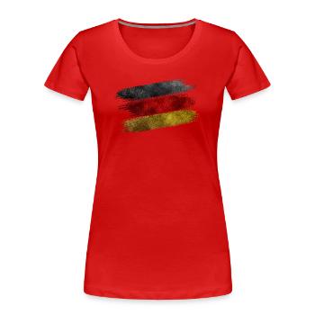 DEUTSCHLAND FLAGGE GLITTER - Frauen Premium Bio T-Shirt - Rot - Vorne - Mia (176cm)