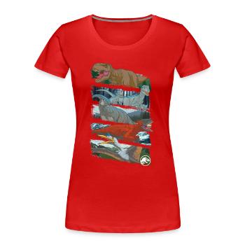 Jurassic World De Nombreux Dinosaures Différents - T-shirt bio Premium Femme - rouge - Devant - Mia (176cm)