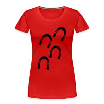 Pferden-Hufe - Frauen Premium Bio T-Shirt - Rot - Vorne - Mia (176cm)