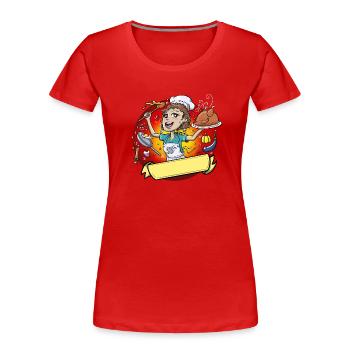 Chef cuisinier - T-shirt bio Premium Femme - rouge - Devant - Mia (176cm)