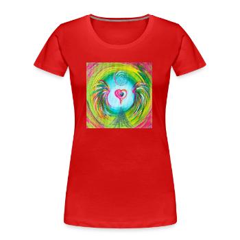 Herzengel "dissolving hate, resentment & anger - Women's Premium Organic T-Shirt - red - Front - Mia (176cm)
