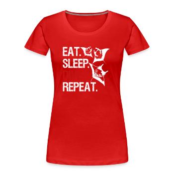 Eat Sleep Dive Repeat – Manta Swarm - Women's Premium Organic T-Shirt - red - Front - Mia (176cm)
