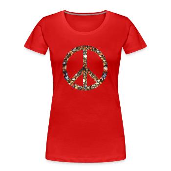 Peacezeichen Friedensbewegung Friedenssymbol Peace - Frauen Premium Bio T-Shirt - Rot - Vorne - Mia (176cm)