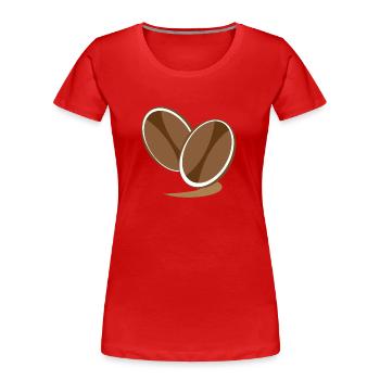 Kaffeetasse Bohnen - Frauen Premium Bio T-Shirt - Rot - Vorne - Mia (176cm)