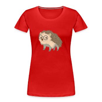 mignon petit hérisson geek dans des verres - T-shirt bio Premium Femme - rouge - Devant - Mia (176cm)