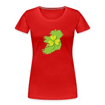 Irland Irische Karte mit Kleeblatt - Frauen Premium Bio T-Shirt - Rot - Vorne - Mia (176cm)
